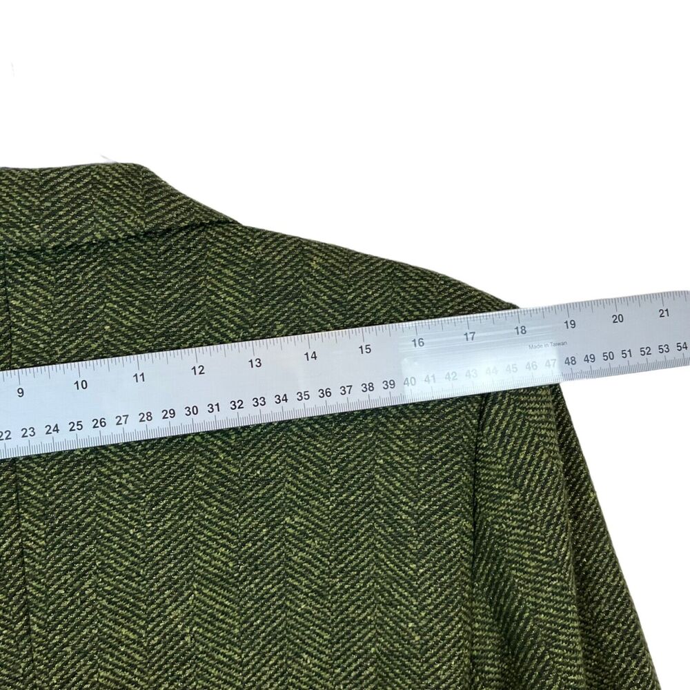 Basler Blazer Vintage Green Herringbone Tweed Retro Sz 46 or 1X Women's 3 Button - Picture 7 of 16